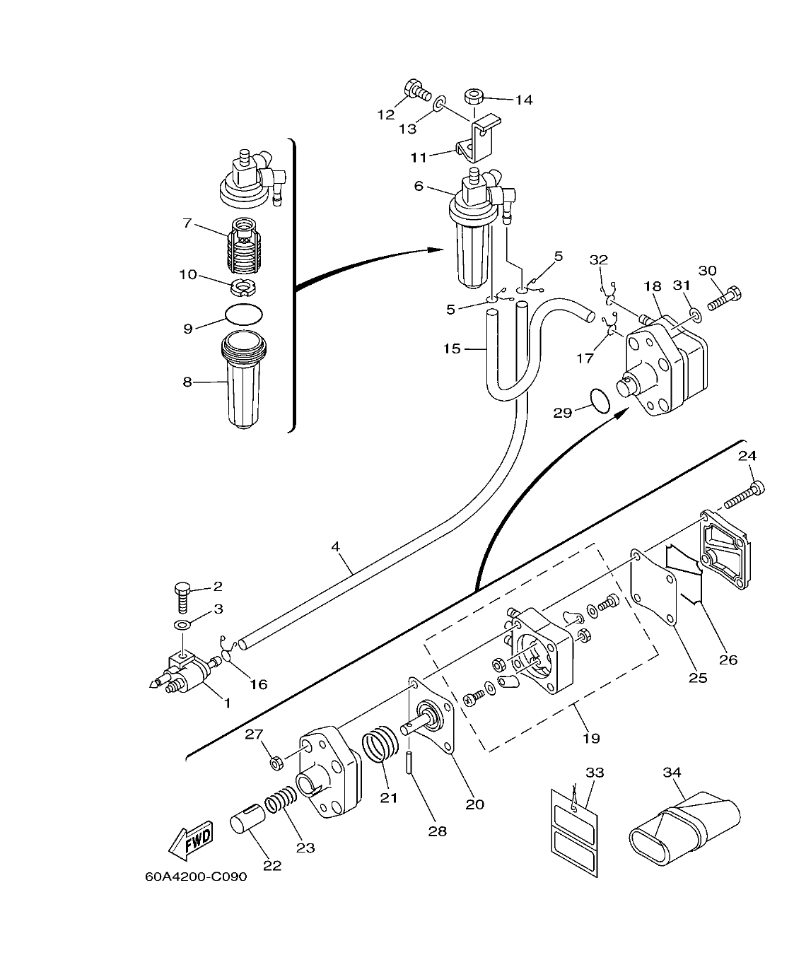F50DET'04 – section 9 FUEL COMBUSTIBLE parts diagram