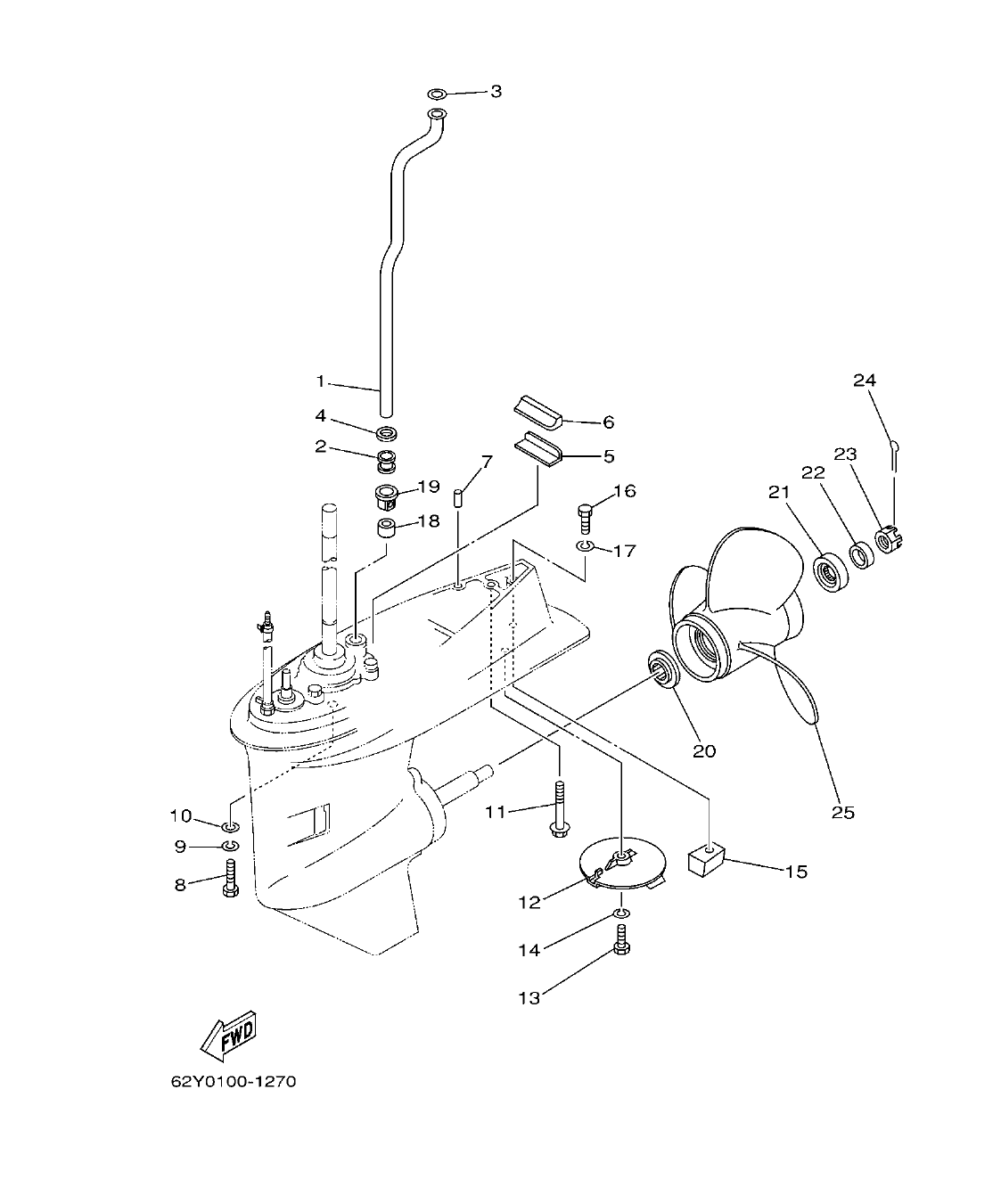 F50DET'04 – section 24 LOWER CASING & DRIVE 2 IMPULSOR E INFERIOR 2 parts diagram