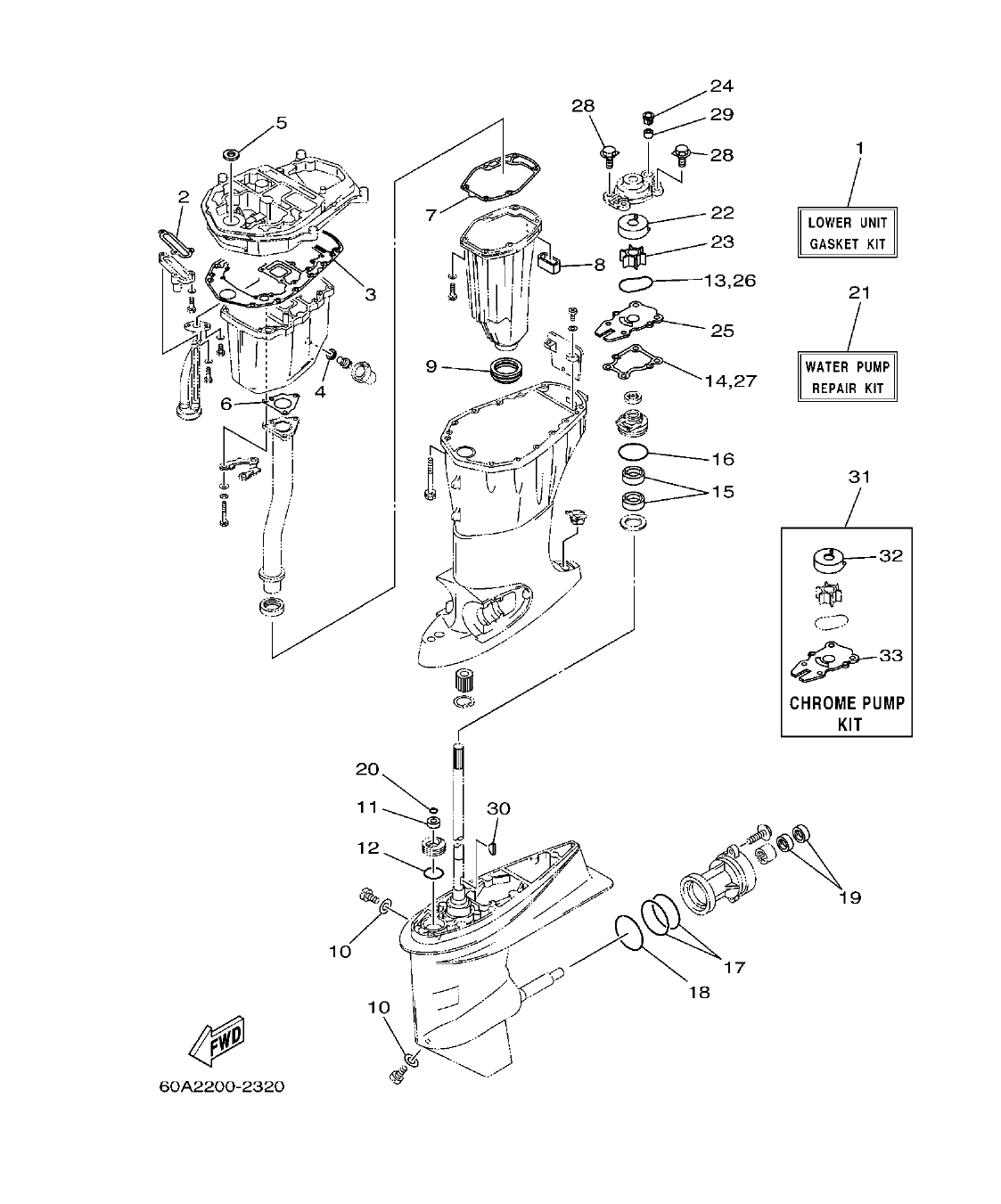 F50DET'04 – section 32 REPAIR KIT 3 ESTUCHE REPARATION 3 parts diagram