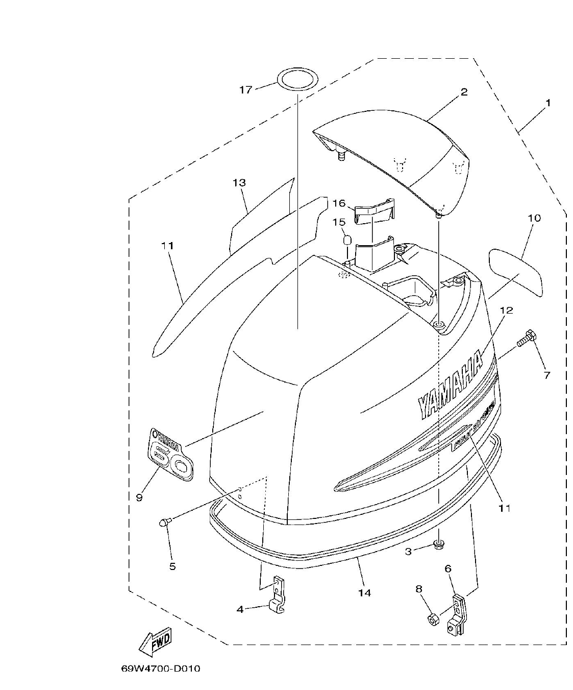 F60A – section 1 TOP COWLING parts diagram