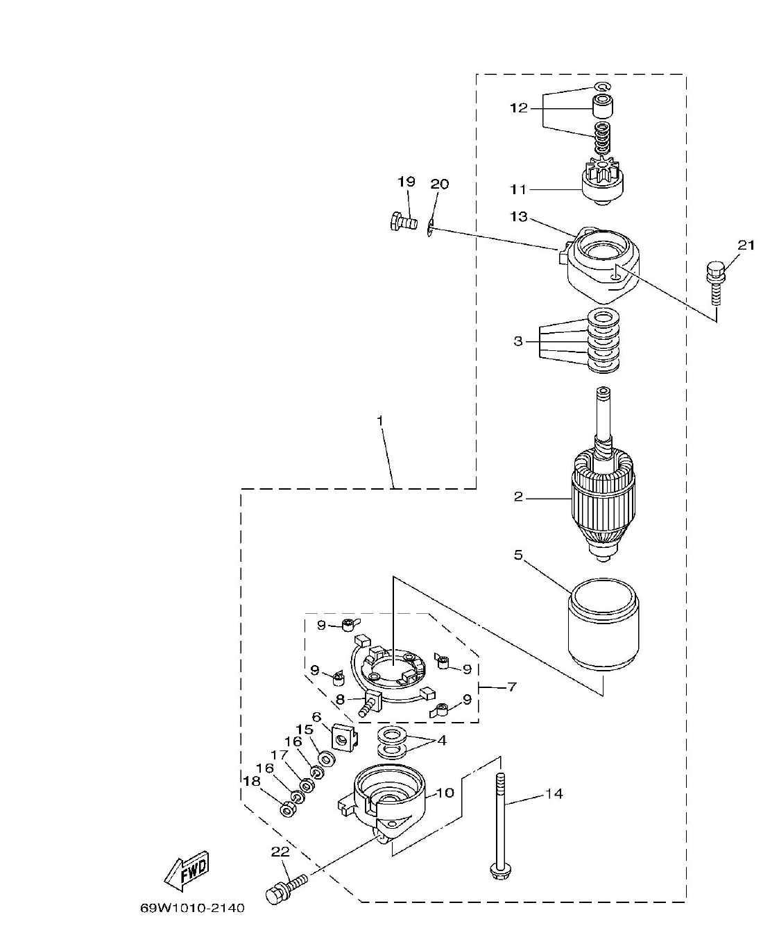 F60A – section 13 STARTING MOTOR parts diagram
