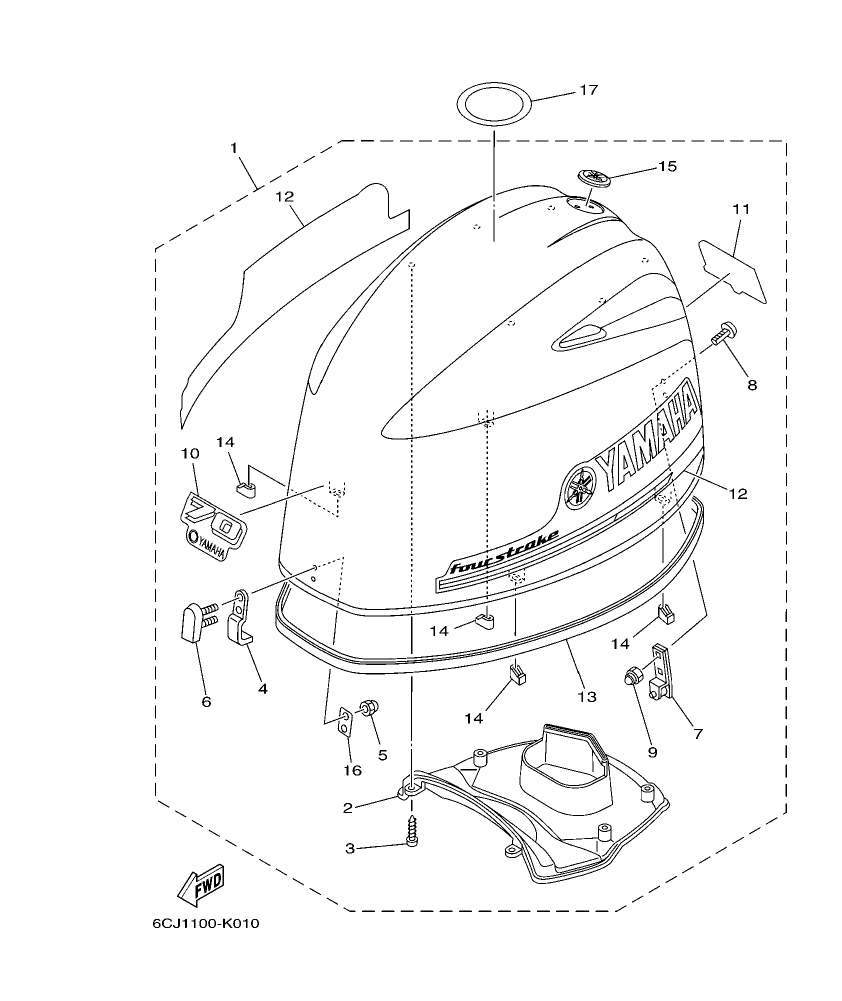 F70LA – section 1 TOP COWLING parts diagram