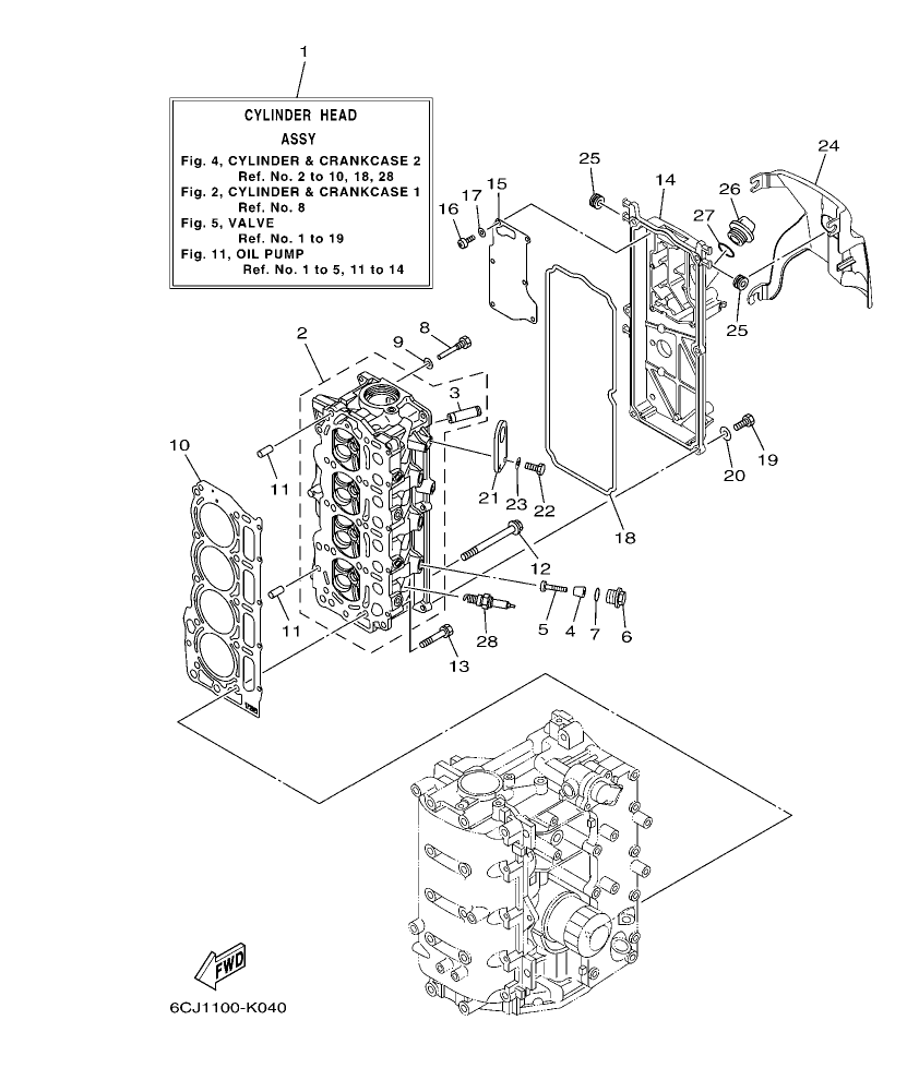 F70LA – section 4 CYLINDER & CRANKCASE 2 parts diagram