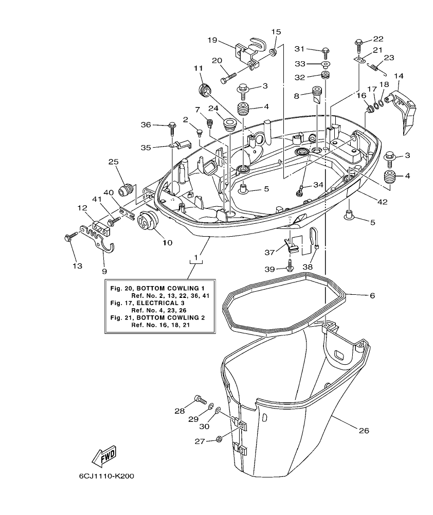 F70LA – section 20 BOTTOM COWLING 1 parts diagram