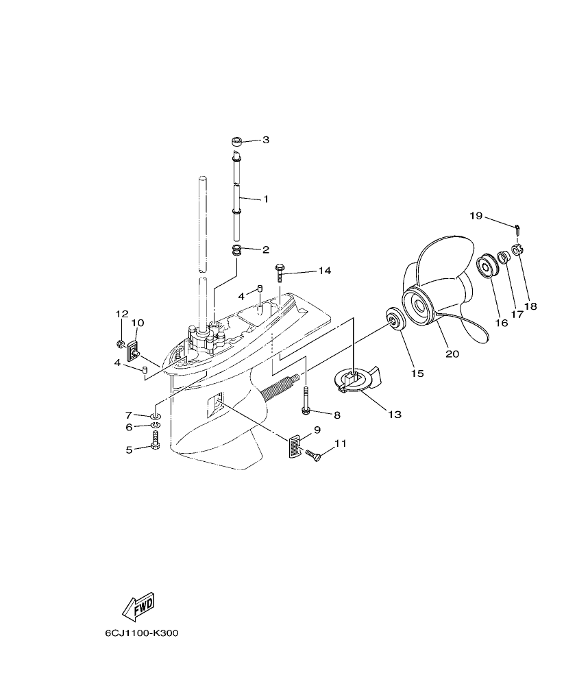 F70LA – section 30 LOWER CASING & DRIVE 2 parts diagram