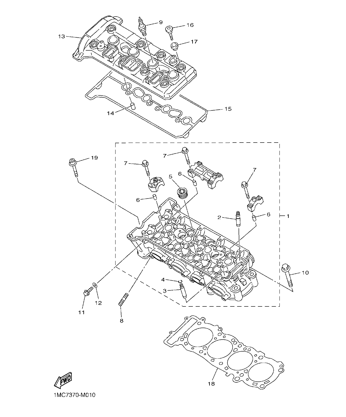 FJR1300AP – section 1 CYLINDER parts diagram