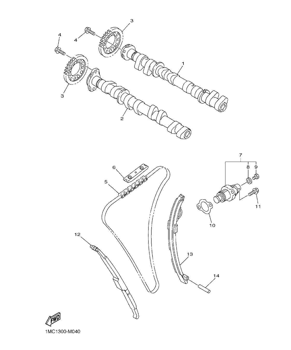 FJR1300AP – section 4 CAMSHAFT & CHAIN parts diagram
