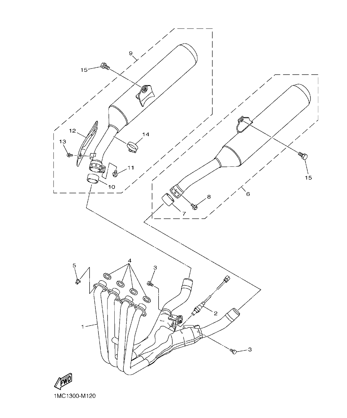 FJR1300AP – section 12 EXHAUST parts diagram