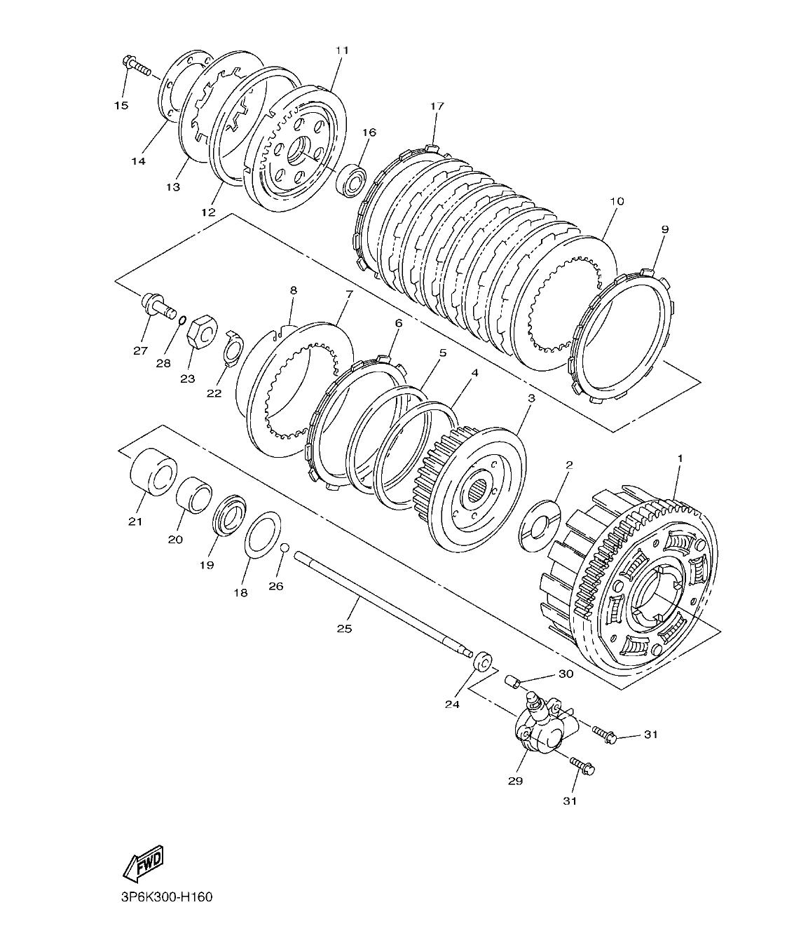 FJR1300AP – section 16 CLUTCH parts diagram