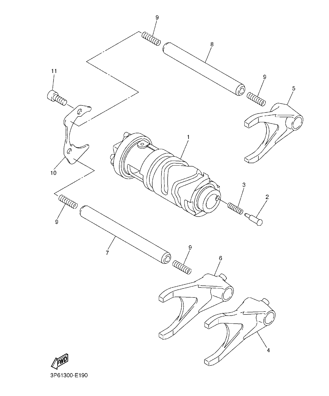 Fig. 19 – SHIFT CAM & FORK diagram