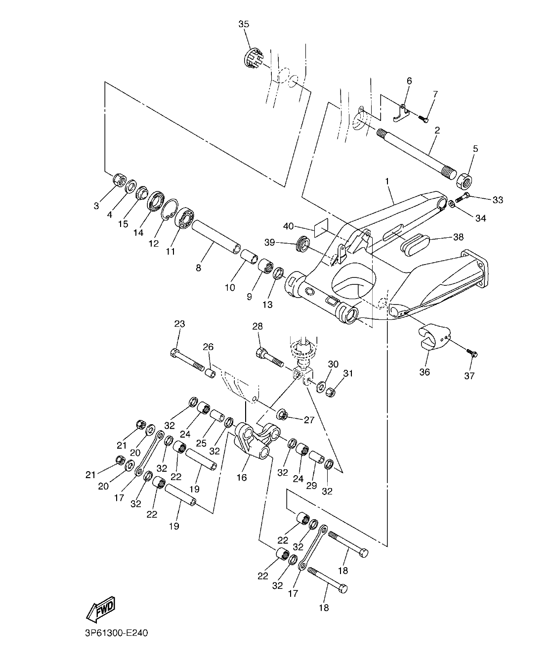 FJR1300AP – section 24 REAR ARM parts diagram