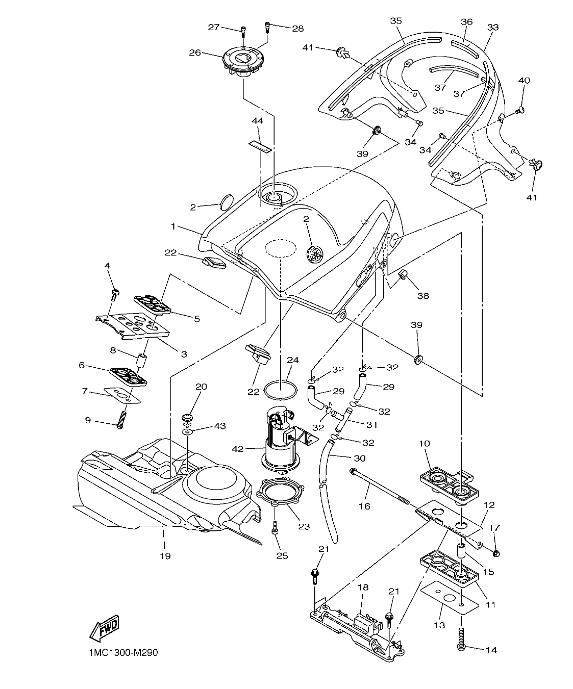 FJR1300AP – section 29 FUEL TANK parts diagram