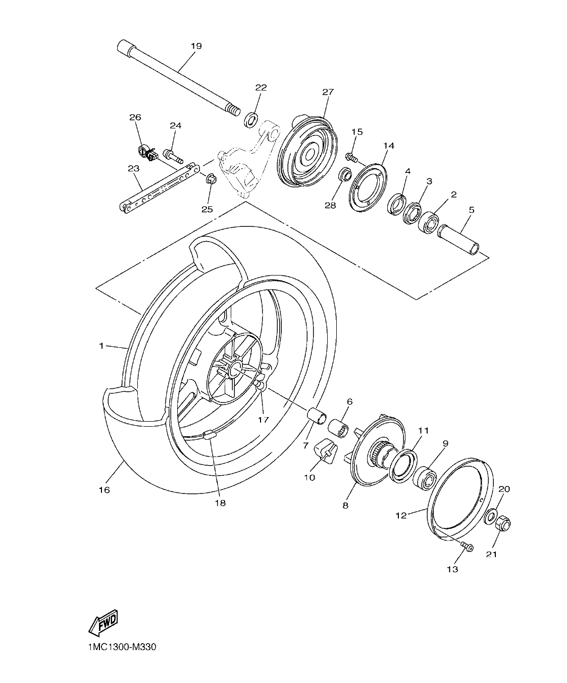 FJR1300AP – section 33 REAR WHEEL parts diagram