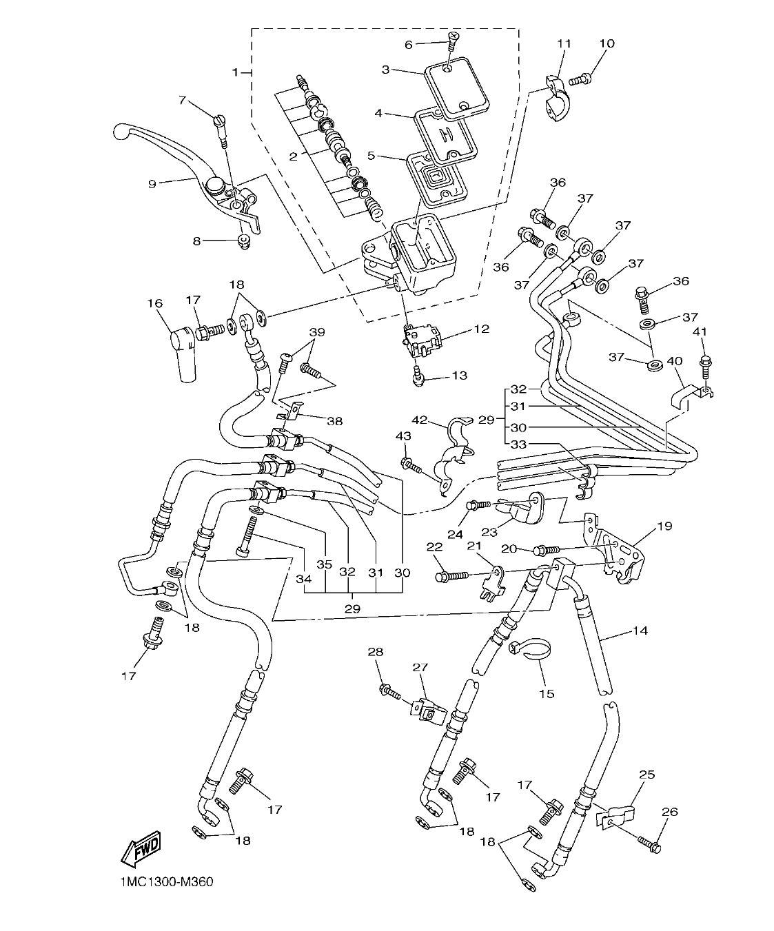 FJR1300AP – section 36 FRONT MASTER CYLINDER parts diagram