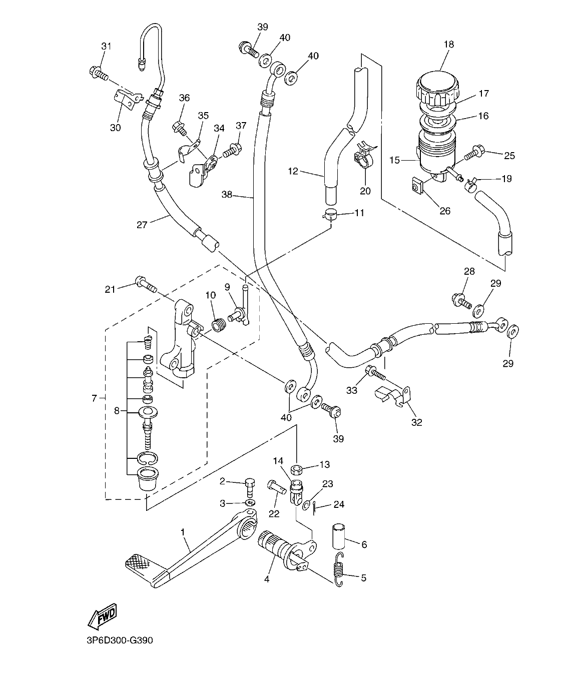 Fig. 39 – REAR MASTER CYLINDER diagram