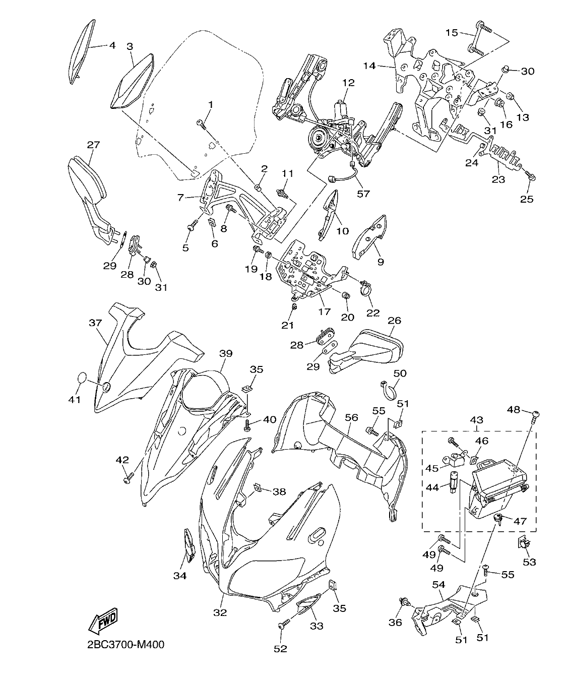 FJR1300AP – section 40 COWLING 1 parts diagram