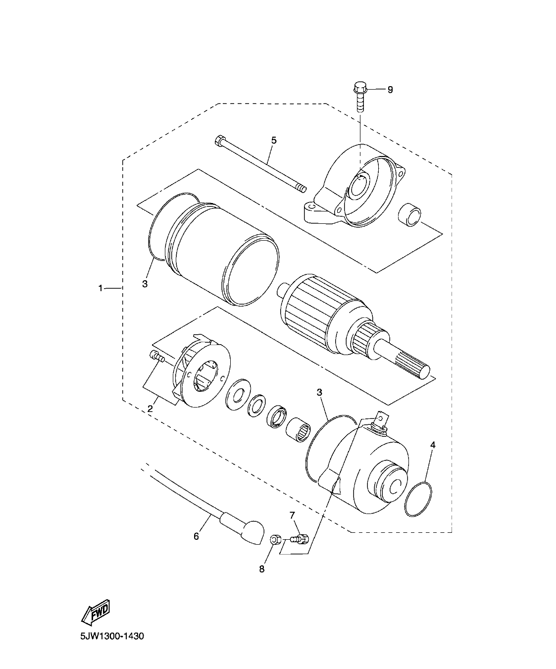 FJR1300AP – section 43 STARTING MOTOR parts diagram