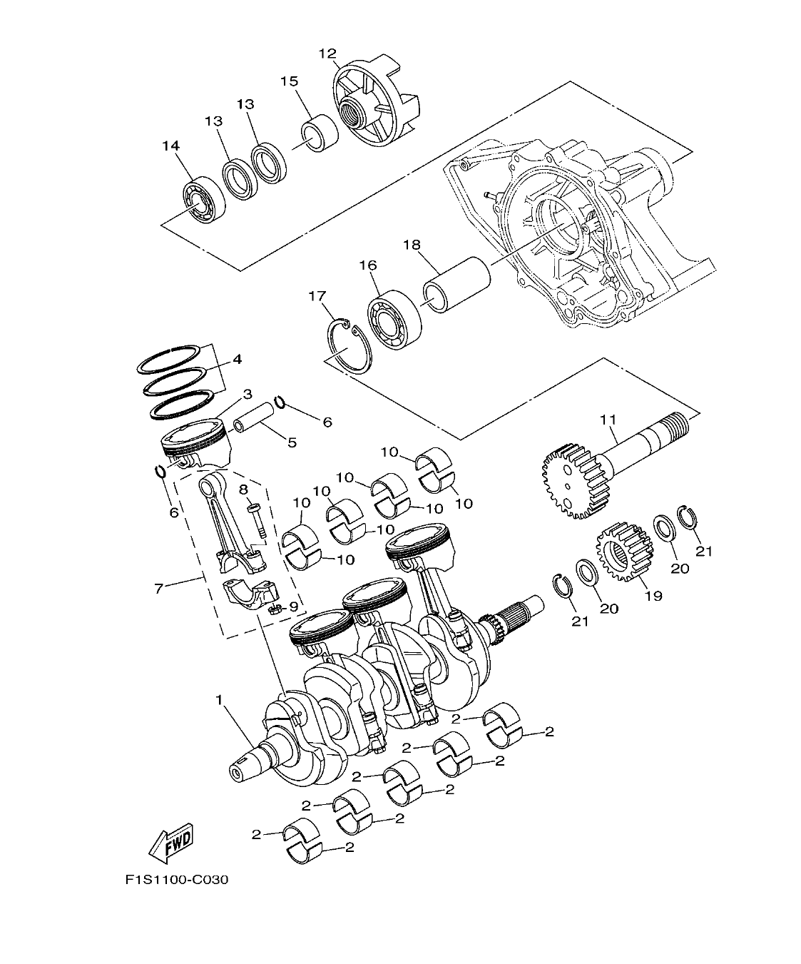 FX1100-F – section 3 CRANKSHAFT & PISTON parts diagram