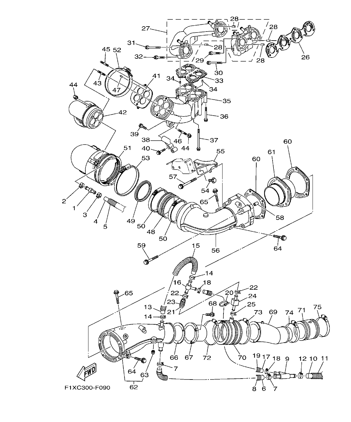 FX1100-F – section 9 EXHAUST 1 parts diagram