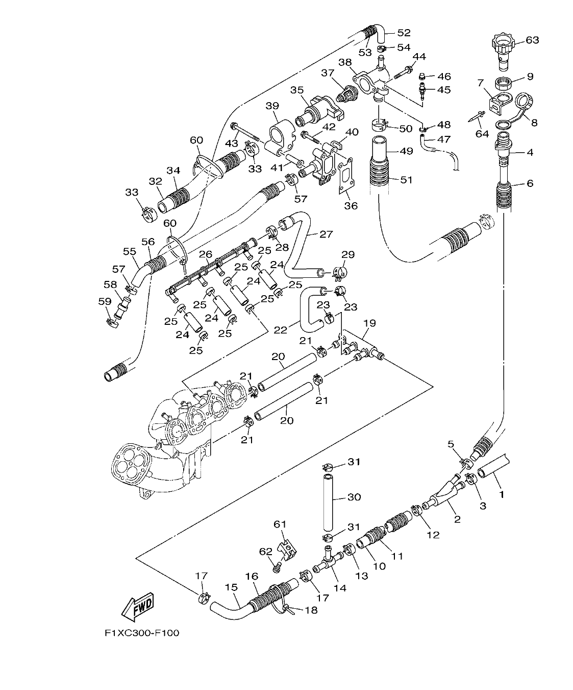 FX1100-F – section 10 EXHAUST 2 parts diagram