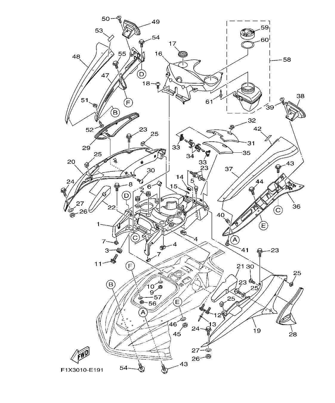 FX1100-F – section 19 ENGINE HATCH 1 parts diagram