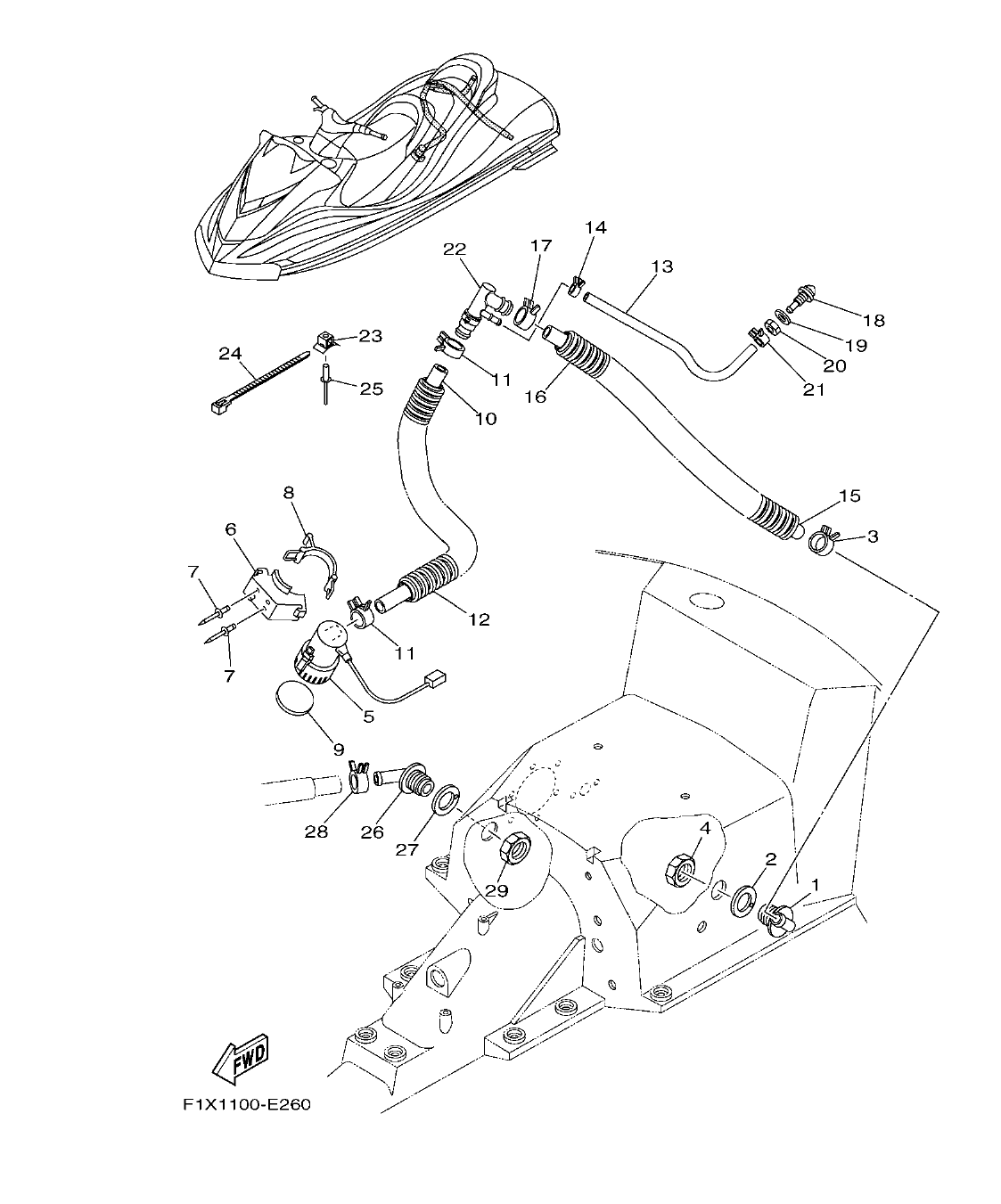 FX1100-F – section 26 BILGE PUMP parts diagram