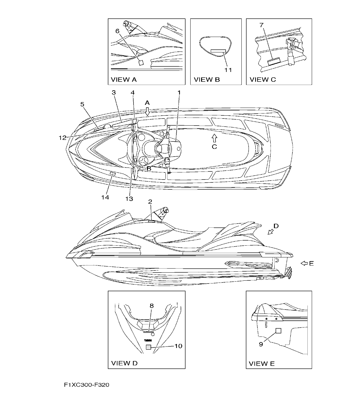 FX1100-F – section 32 IMPORTANT LABELS parts diagram