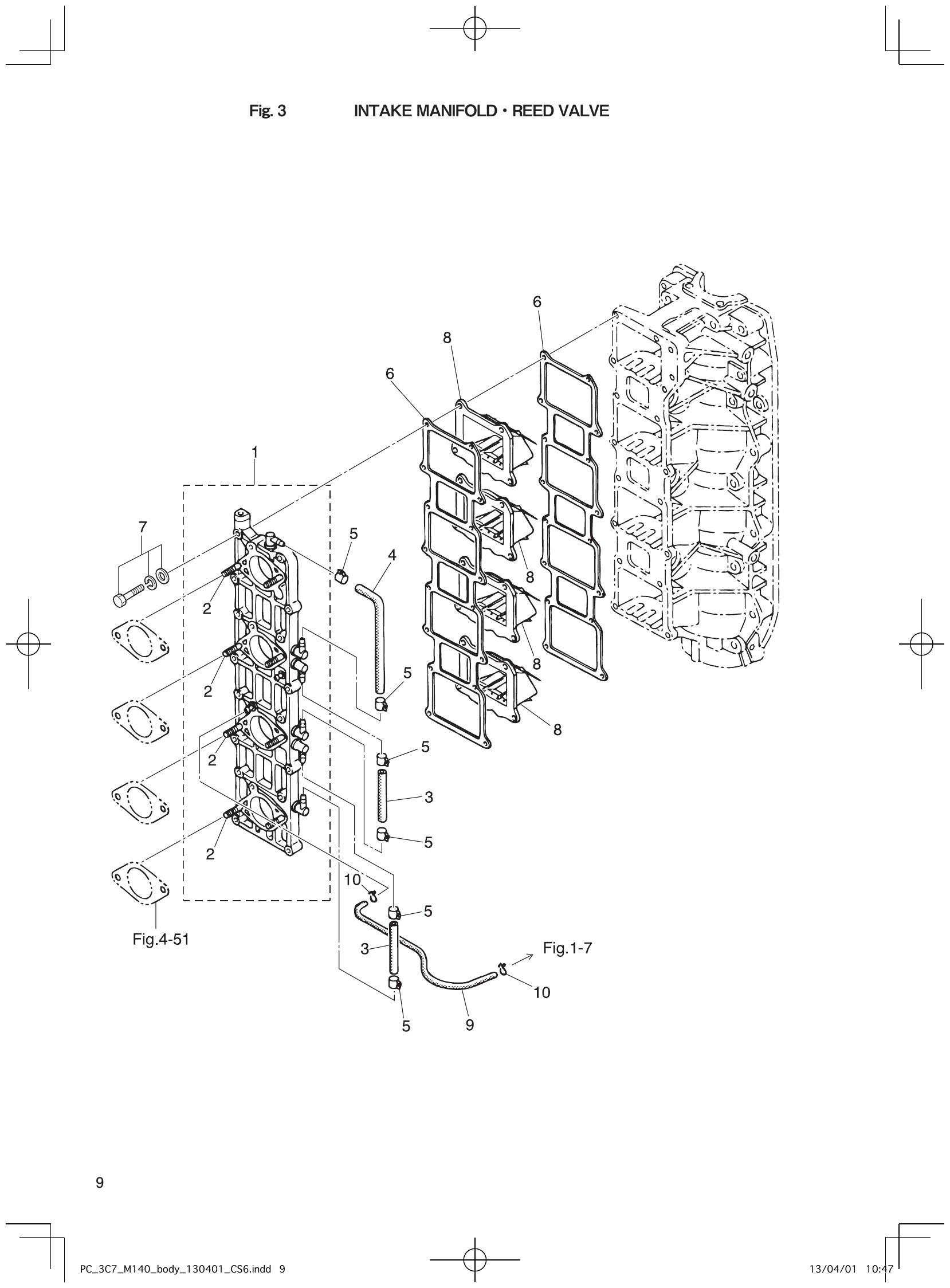 Fig. 3 – INTAKE MANIFOLD REED VALVE diagram