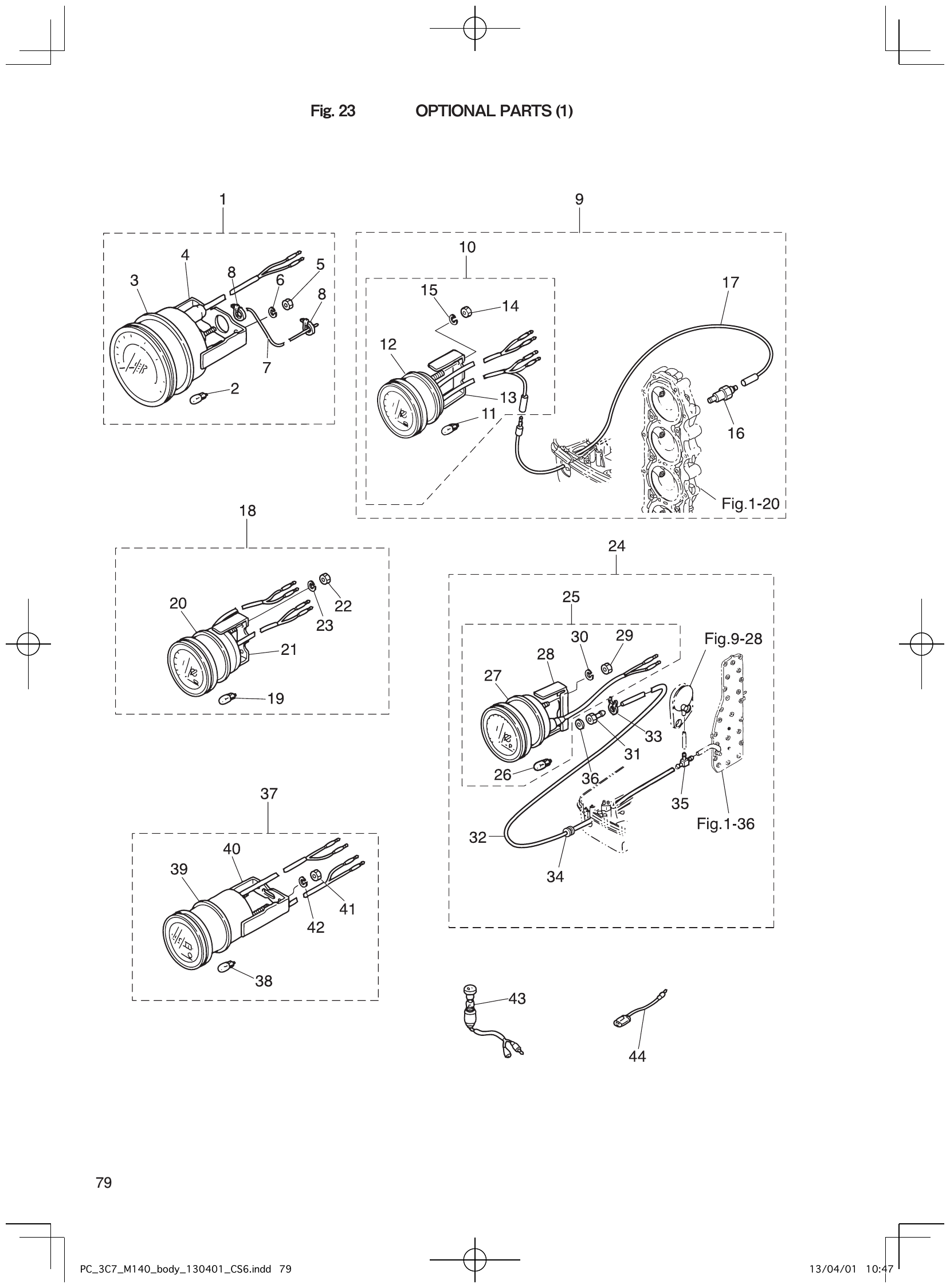Fig. 23 – OPTIONAL PARTS (1) diagram