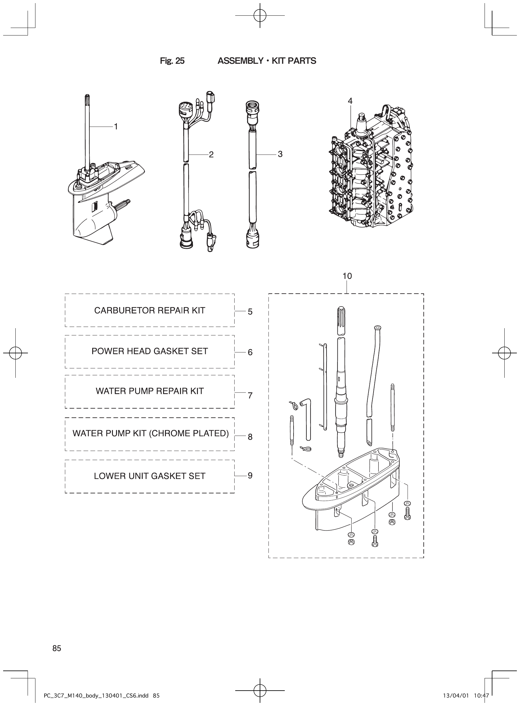 Fig. 25 – ASSEMBLY KIT PARTS diagram