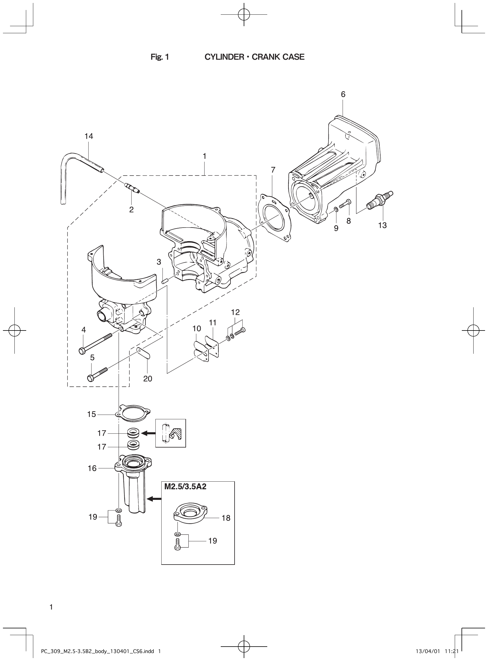 Fig. 1 – CYLINDER CRANK CASE diagram