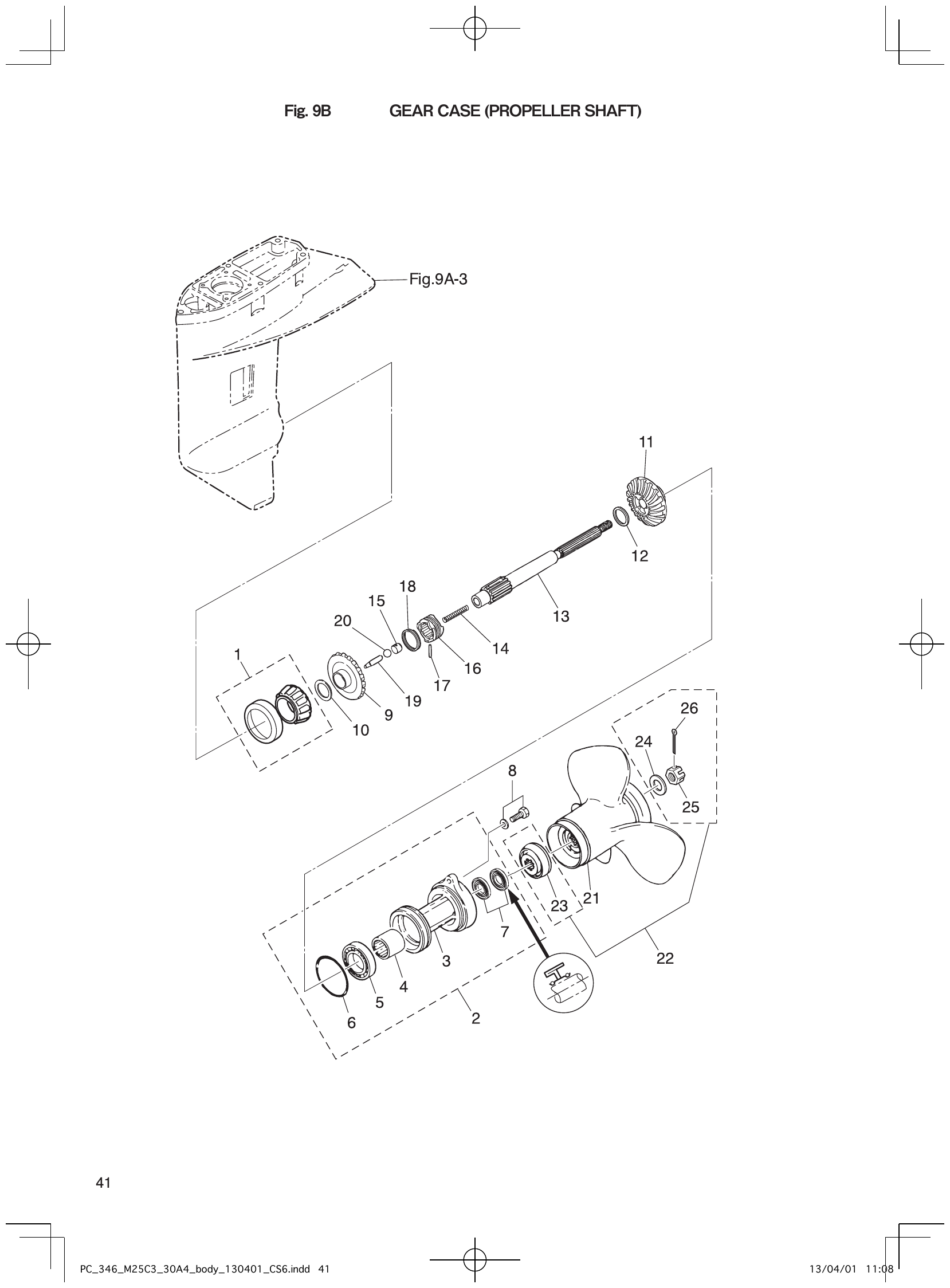 Fig. 9B – gear case propeller shaft diagram