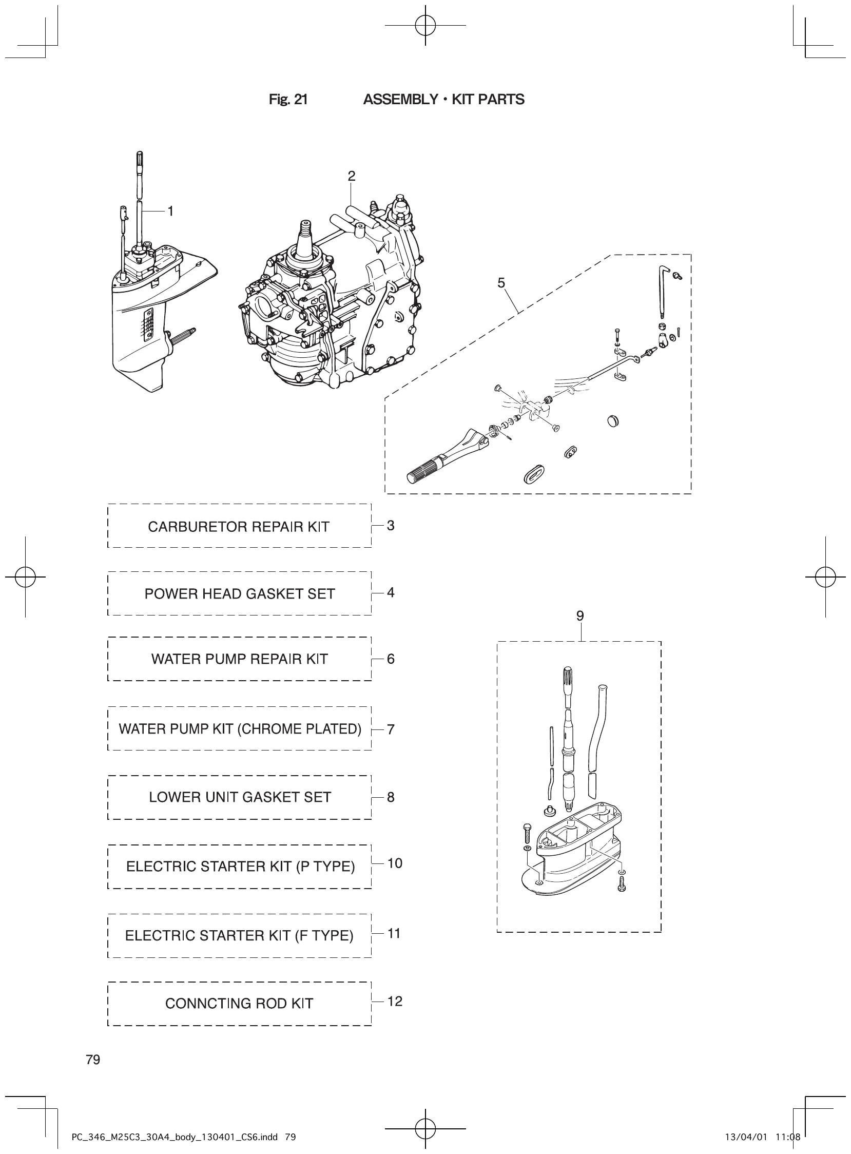 Fig. 21 – assembly kit parts diagram