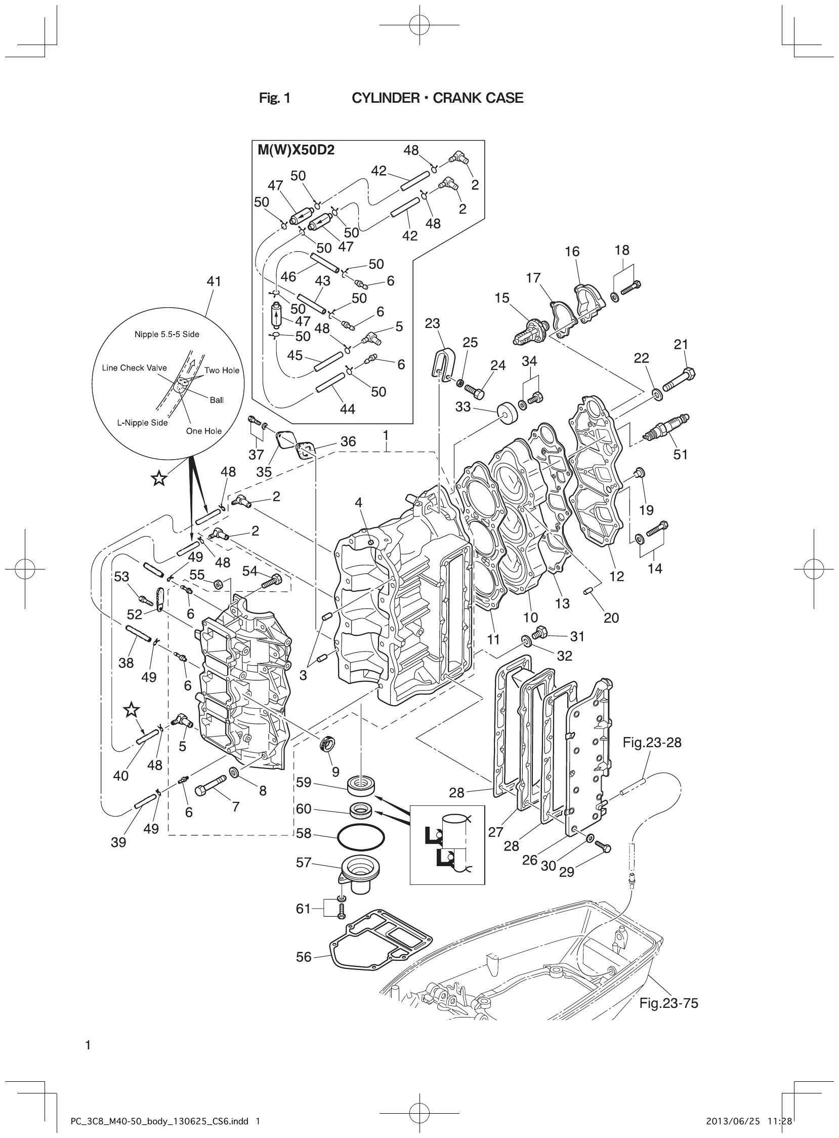 Fig. 1 – CYLINDER CRANK CASE diagram