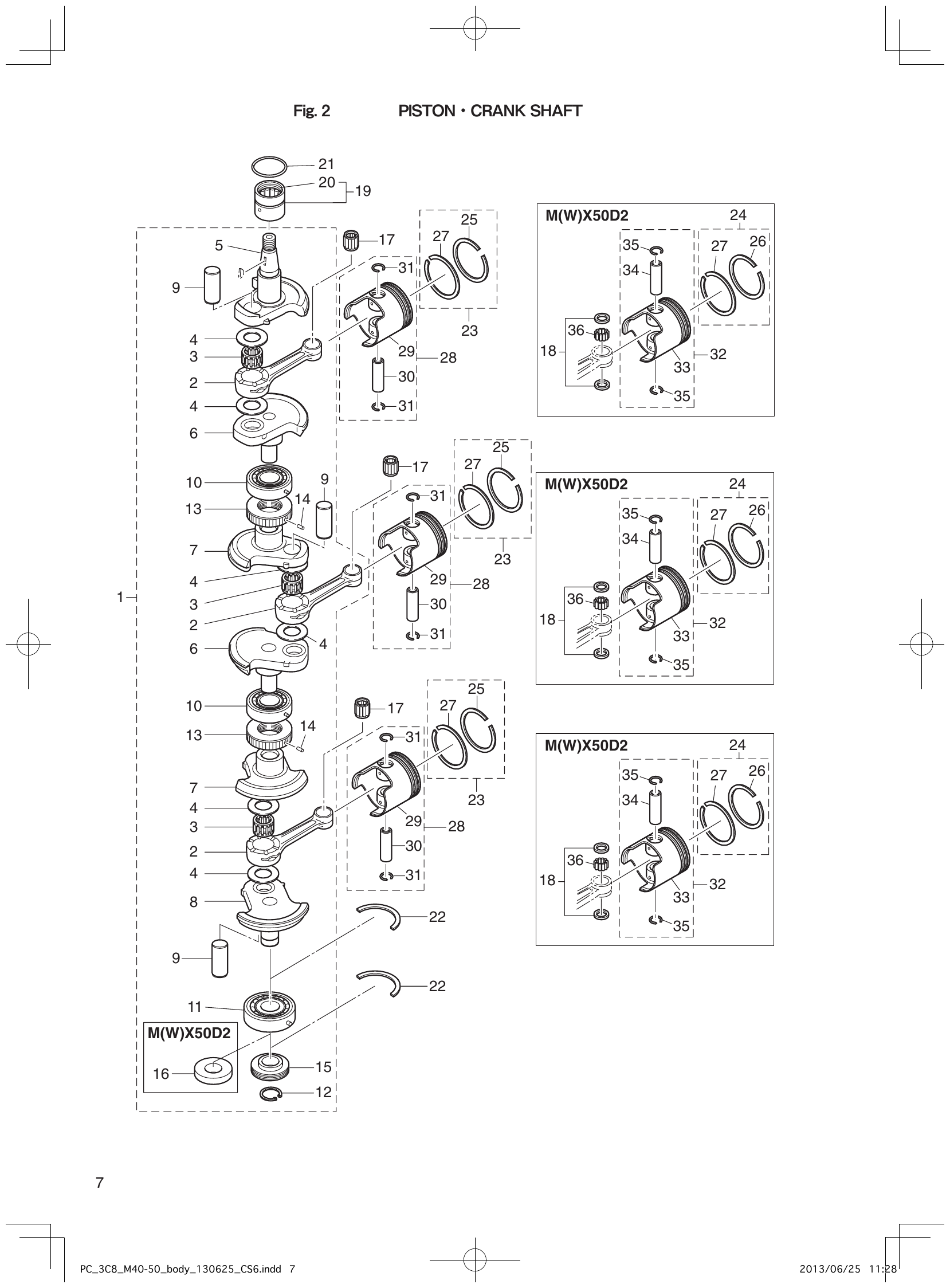 Fig. 2 – PISTON CRANK SHAFT diagram