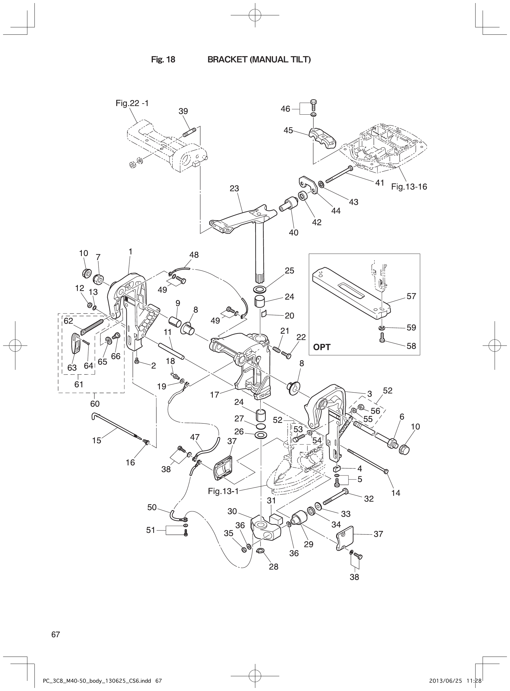 Fig. 18 – BRACKET (MANUAL TILT) diagram