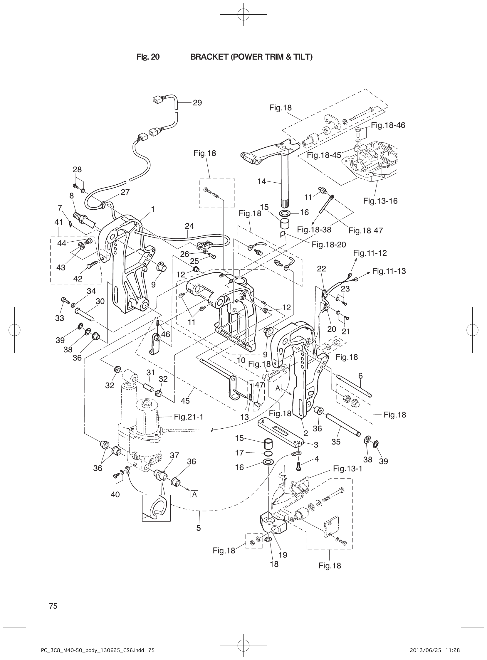 Fig. 20 – BRACKET (POWER TRIM & TILT) diagram