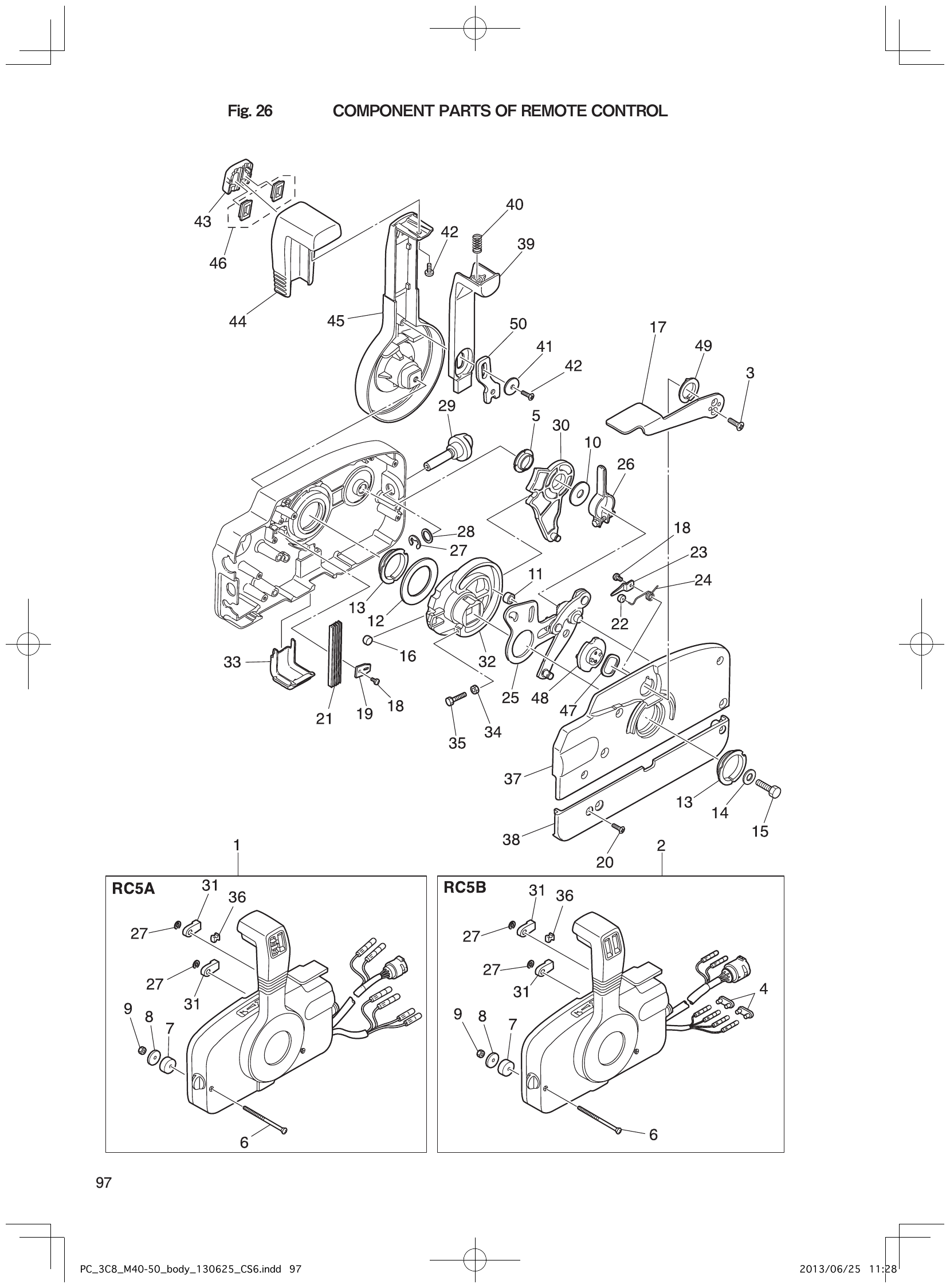 Fig. 26 – COMPONENT PARTS OF REMOTE CONTROL diagram