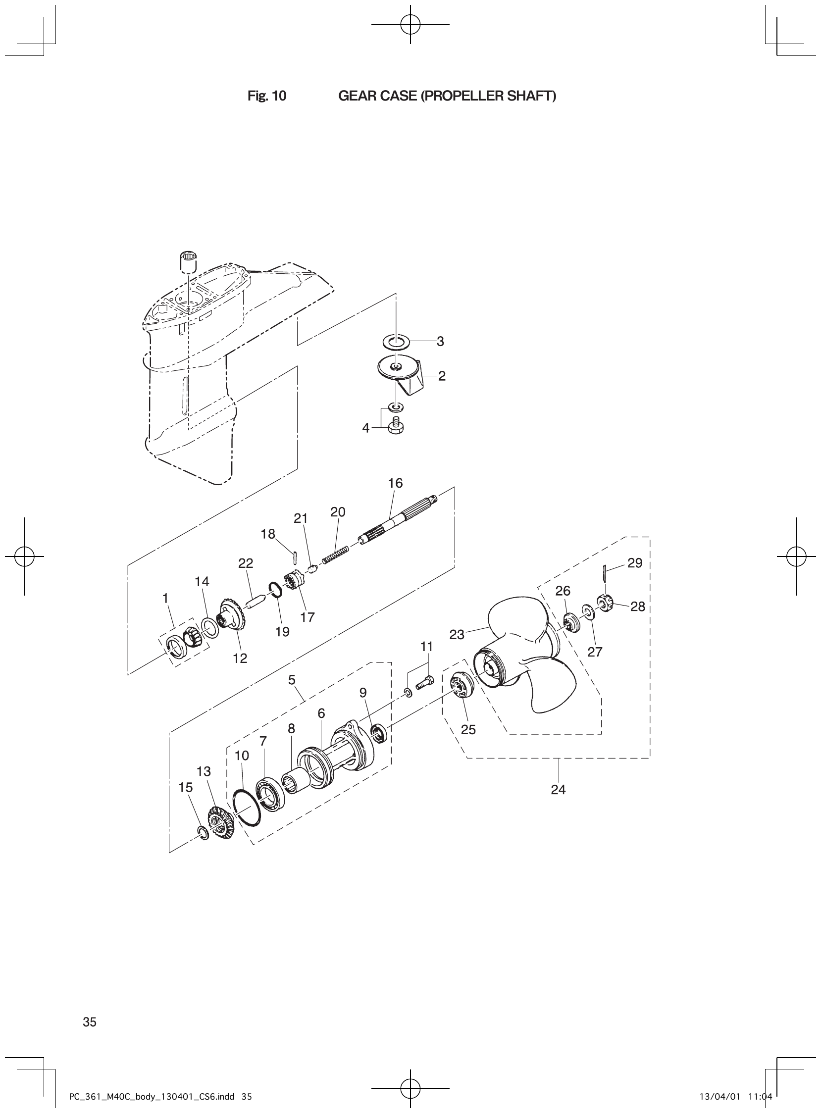 Fig. 10 – GEAR CASE (PROPELLER SHAFT) diagram