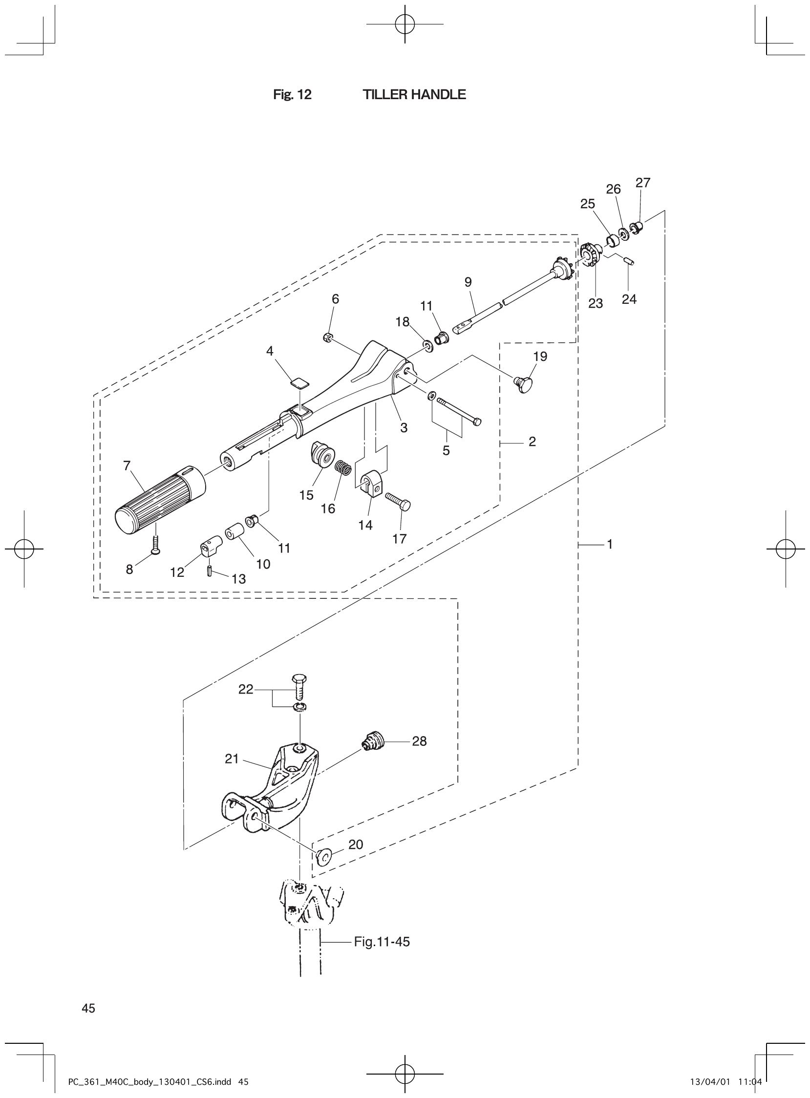 Fig. 12 – TILLER HANDLE diagram