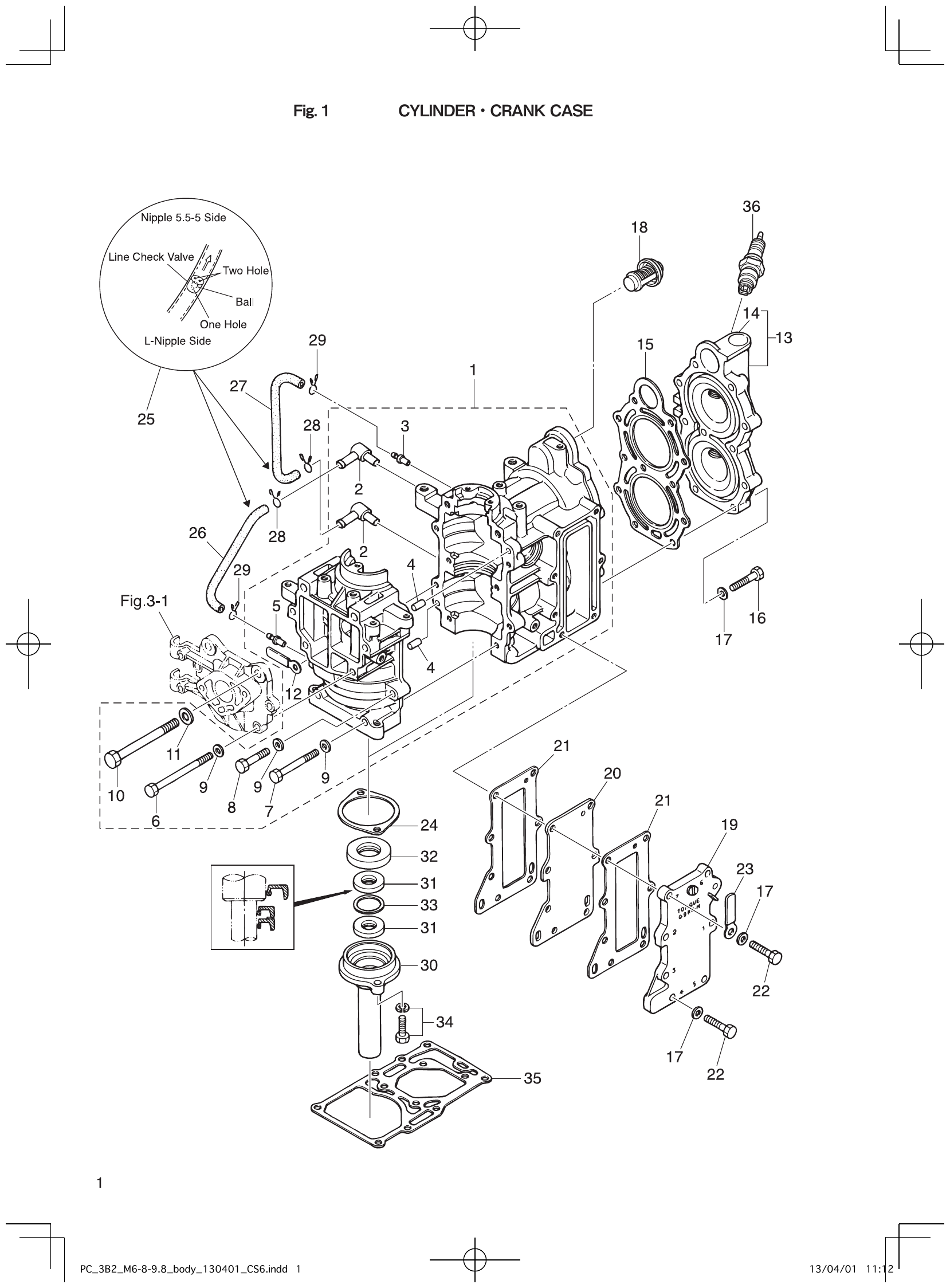 Fig. 1 – CYLINDER CRANK CASE diagram