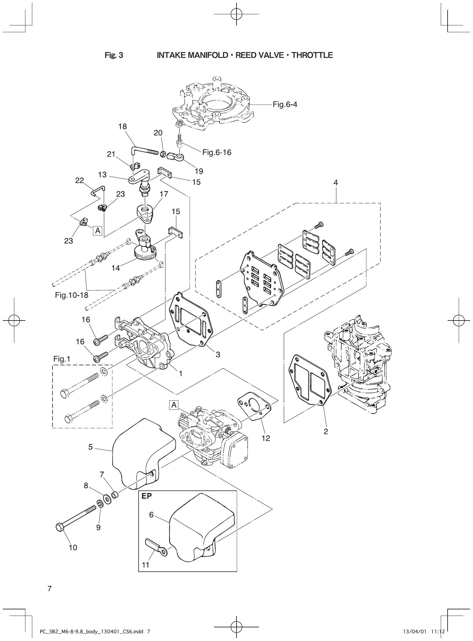 Fig. 3 – INTAKE MANIFOLD REED VALVE THROTTLE diagram