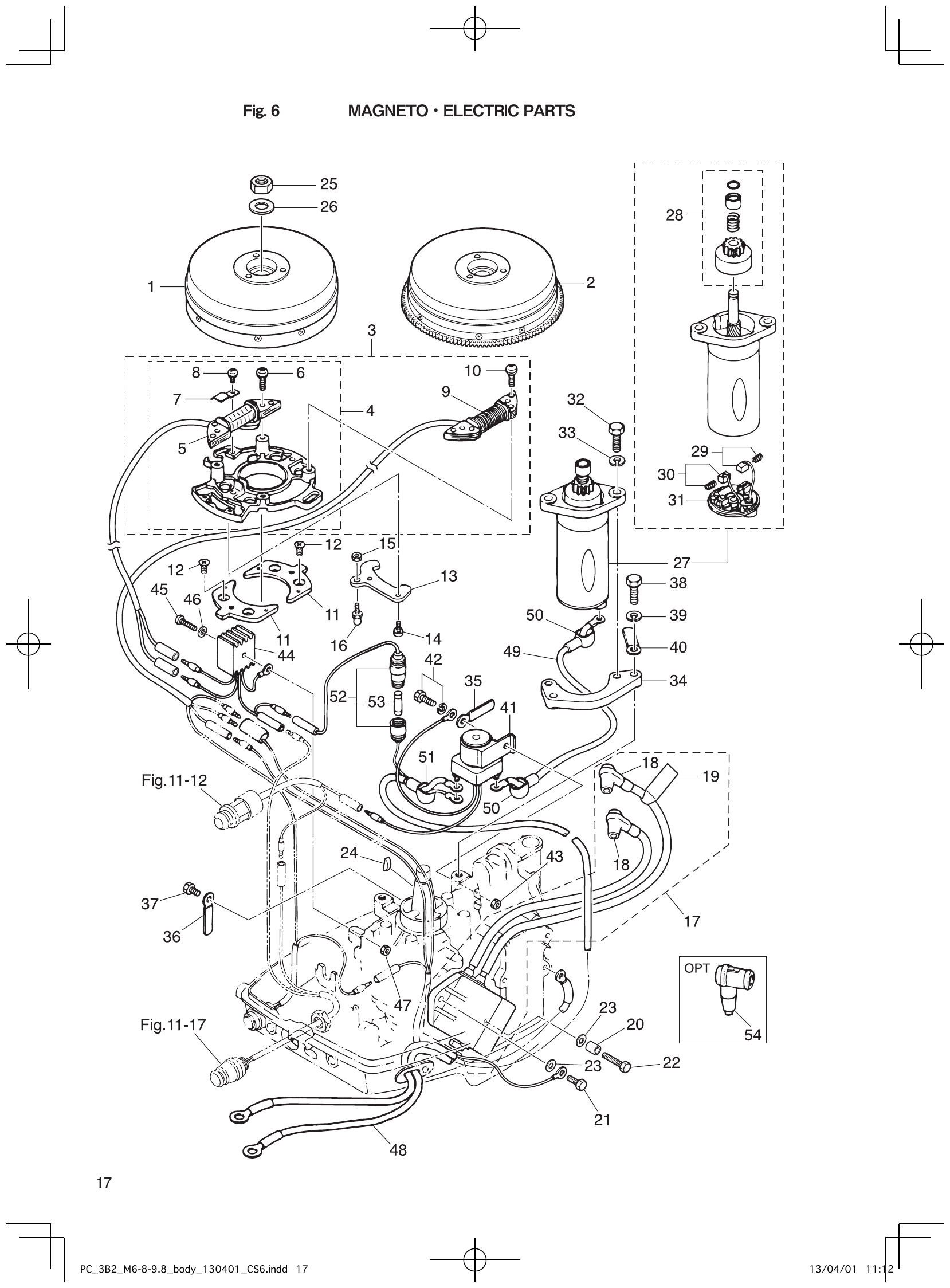 Fig. 6 – MAGNETO ELECTRIC PARTS diagram