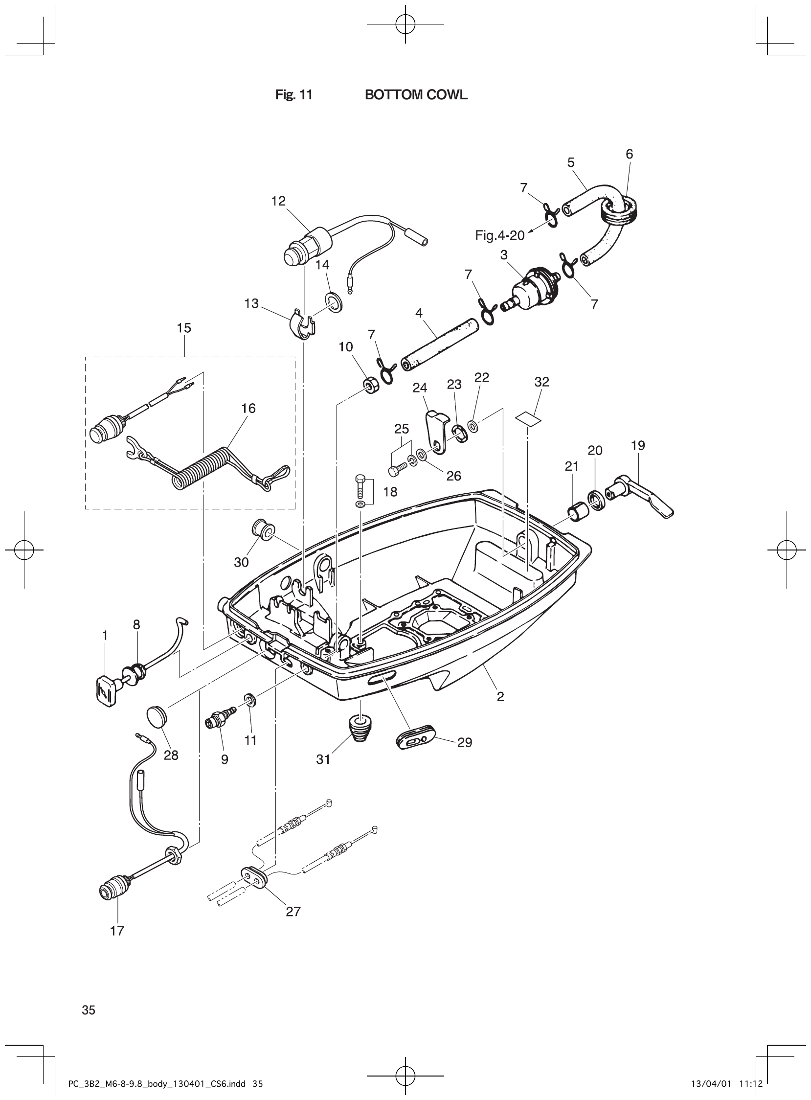 Fig. 11 – BOTTOM COWL diagram