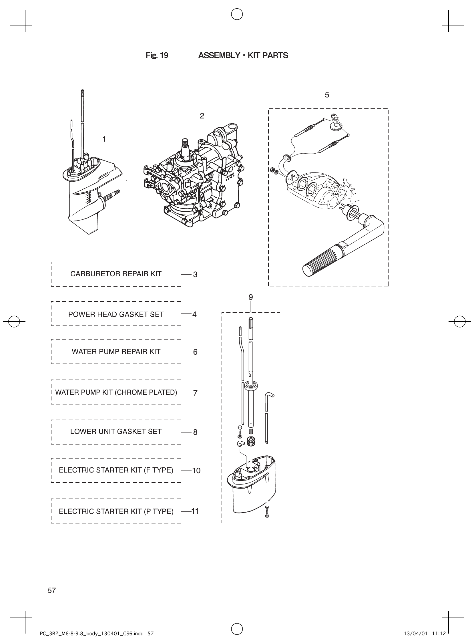 Fig. 19 – ASSEMBLY KIT PARTS diagram