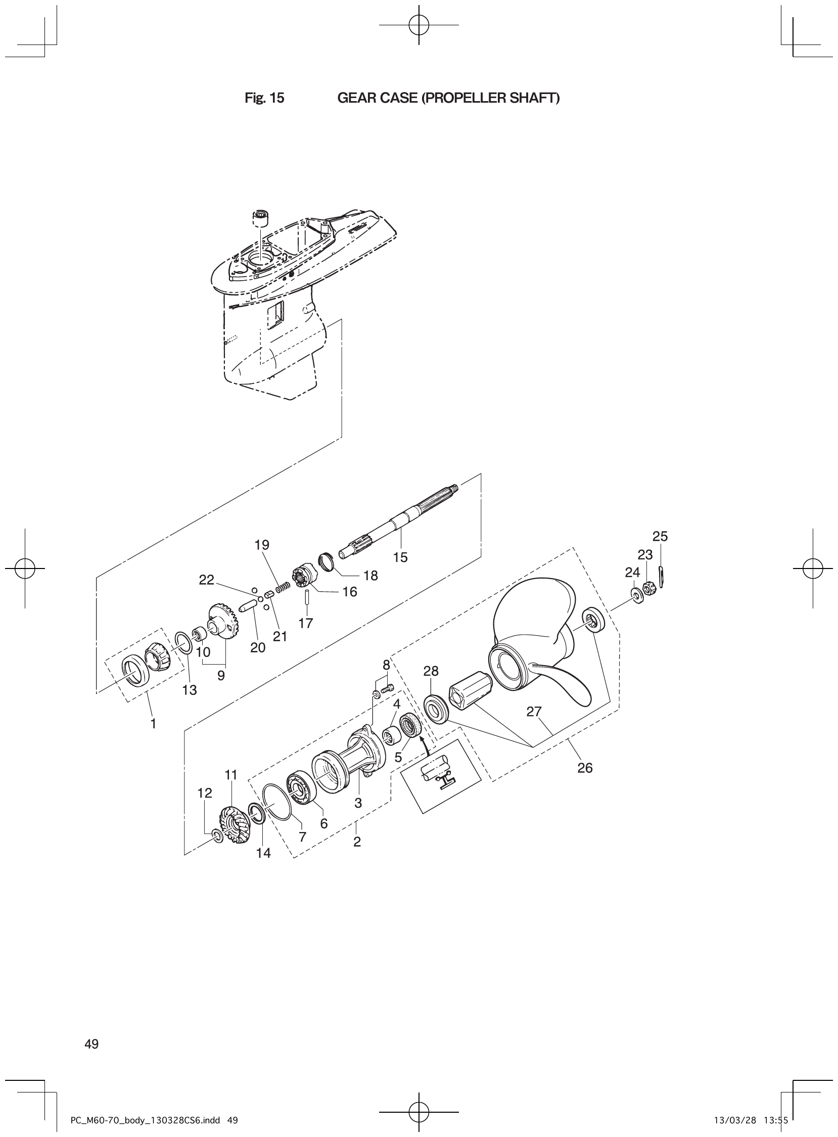 Fig. 15 – GEAR CASE (PROPELLER SHAFT) diagram