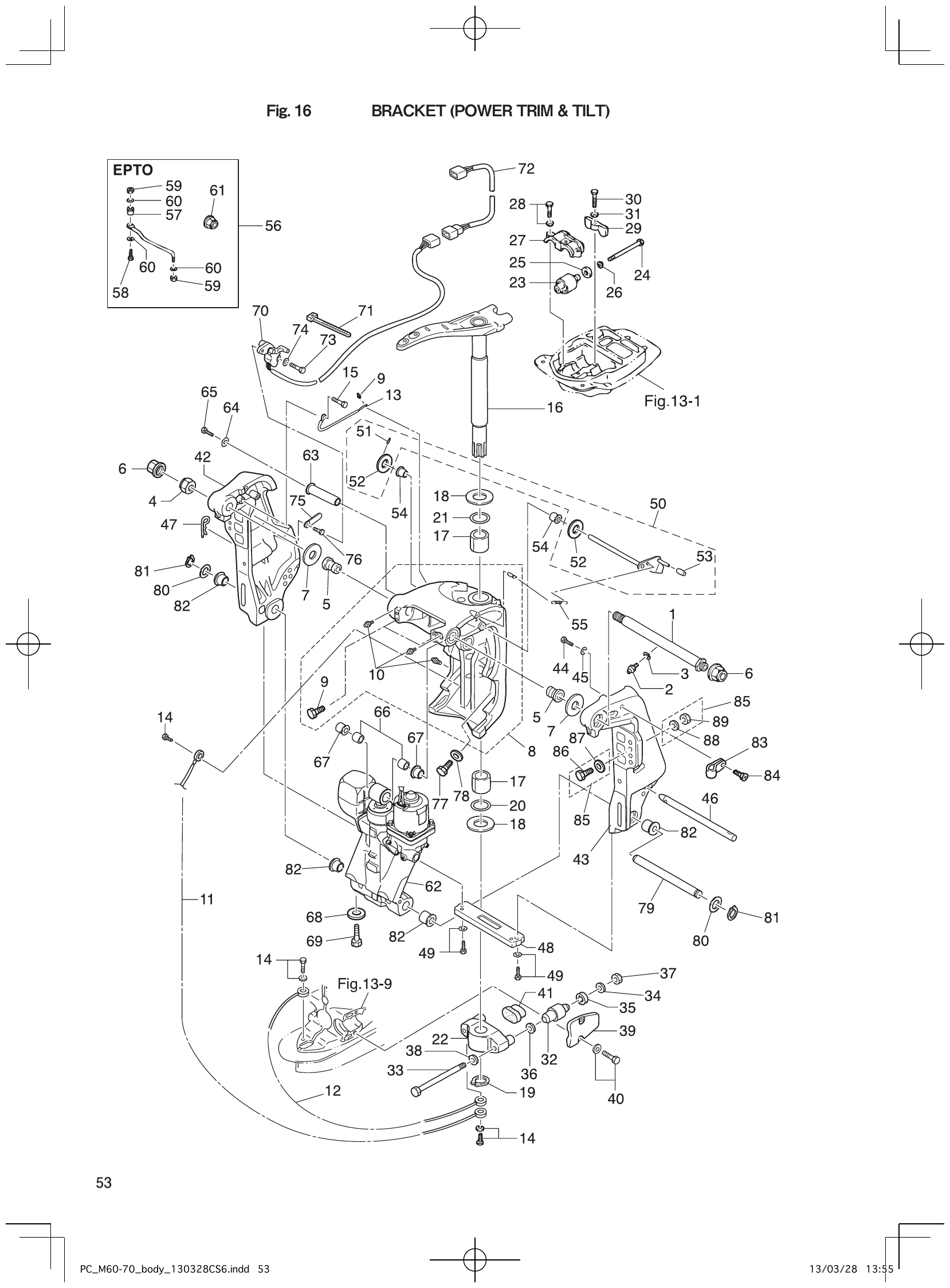Fig. 16 – BRACKET (POWER TRIM & TILT) diagram