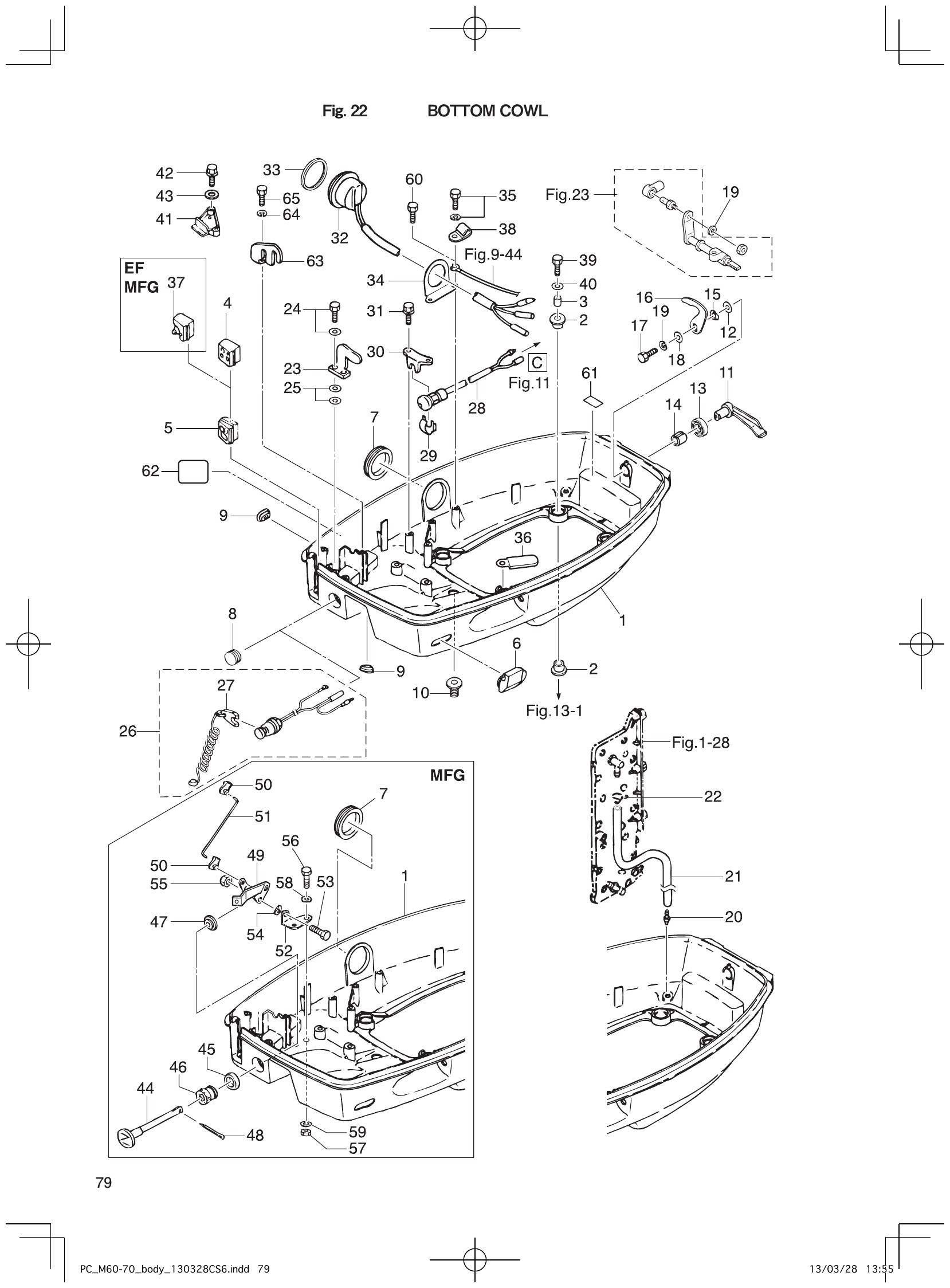 Fig. 22 – BOTTOM COWL diagram