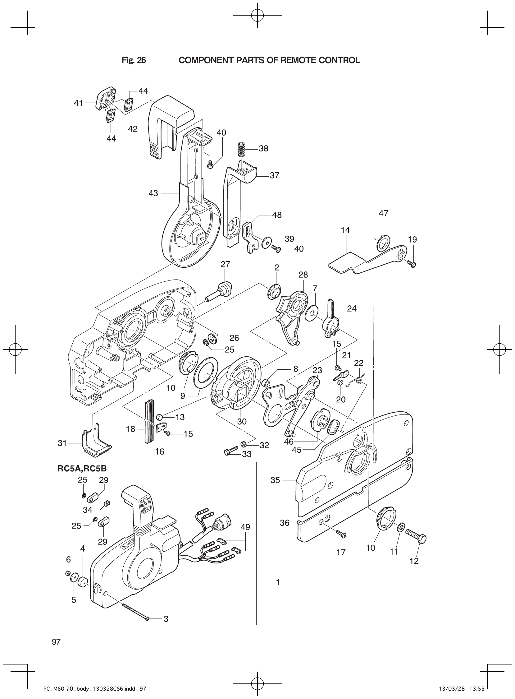 Fig. 26 – COMPONENT PARTS OF REMOTE CONTROL diagram