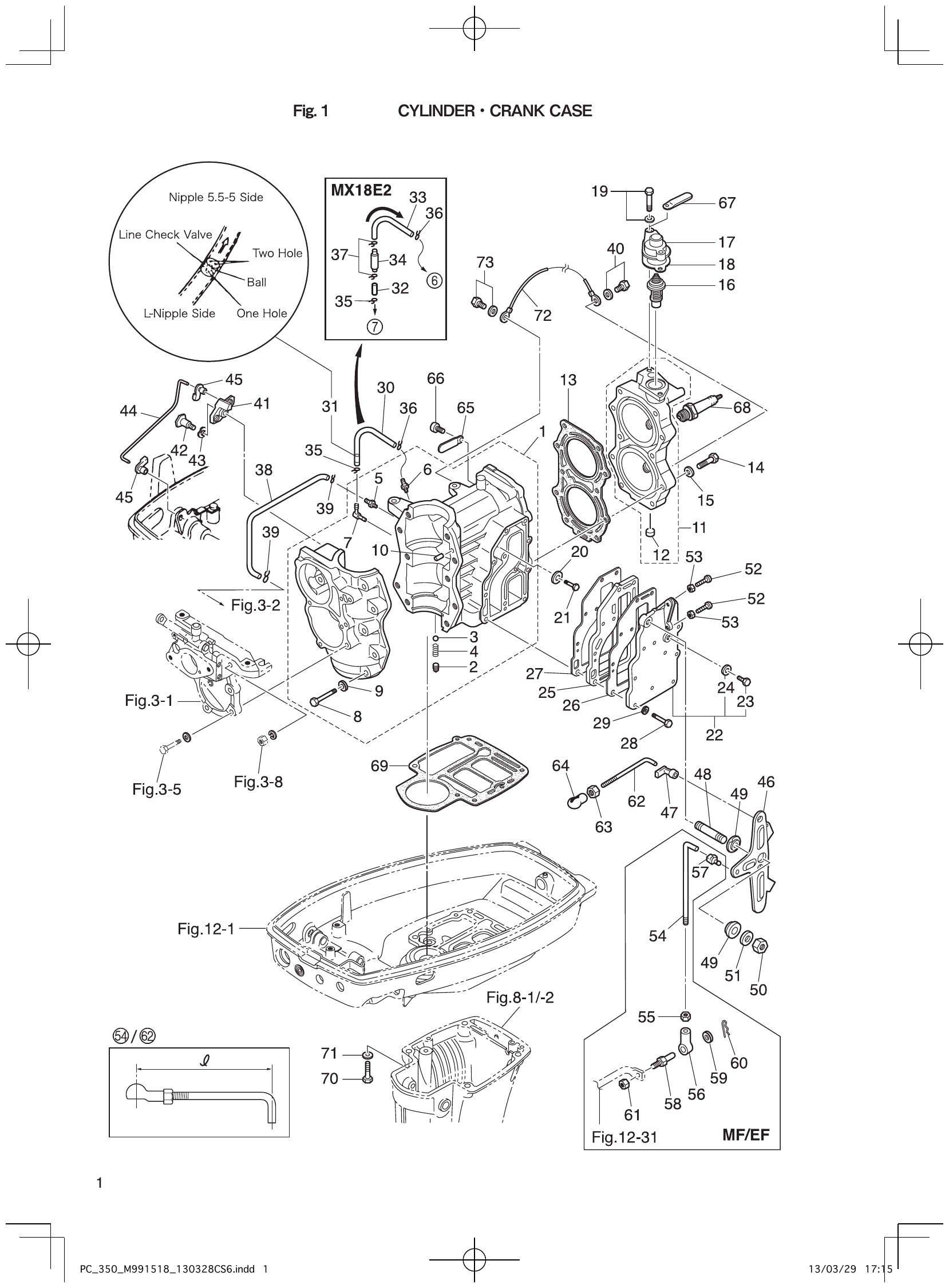 Fig. 1 – CYLINDER CRANK CASE diagram